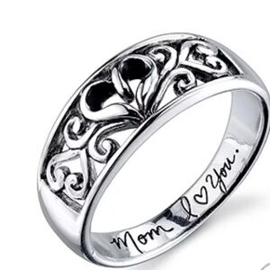 Footnotes Mom Sterling Silver 925 Heart Band Size 9